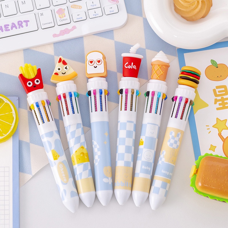 3 Bút Bi Bấm 10 Ngòi Đồ Ăn Nhanh