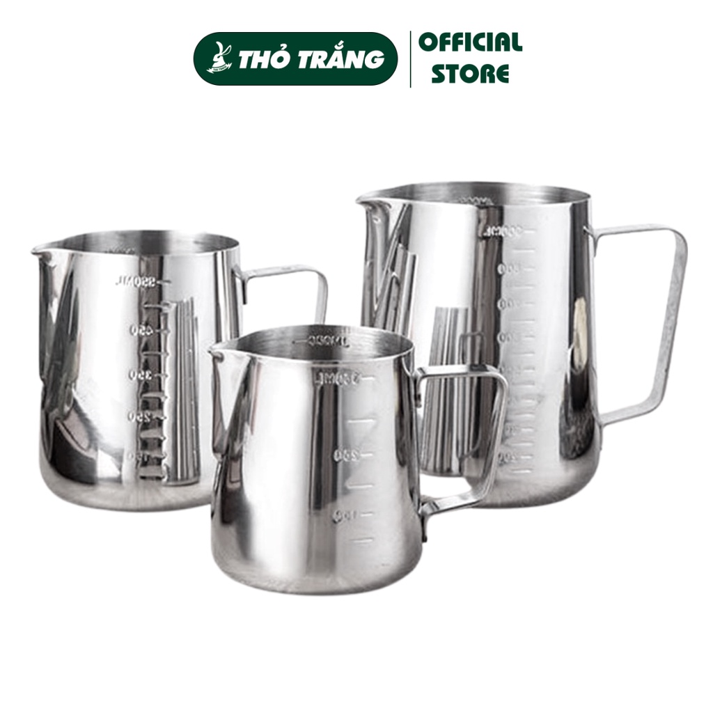 Ca đánh sữa inox (có vạch chia) 350ml - 550ml - 900ml (100% inox 304 ...