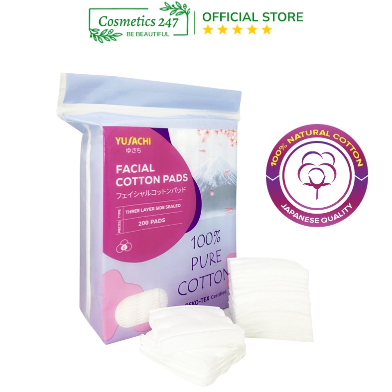 Ảnh Bông tẩy trang Yusachi Suzuran Cao Cấp Nhật Bản 100% Cotton - 200 miếng 2