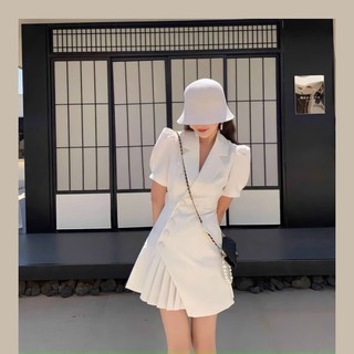 Đầm vest nữ hai lớp xếp ly một bên thiết kế sang trọng D001