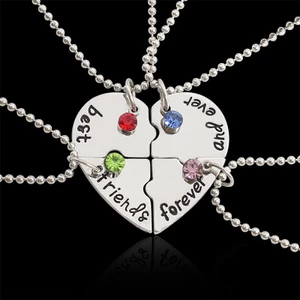 Bộ 4 Vòng cổ Tình Bạn Mặt Hình Nửa Trái Tim Thời Trang 2023 Best Friend Heart Pendant Necklace Adjustable Choker Jewelry Sets Geometry Couple Gift Party Jewelry Accessories Gift