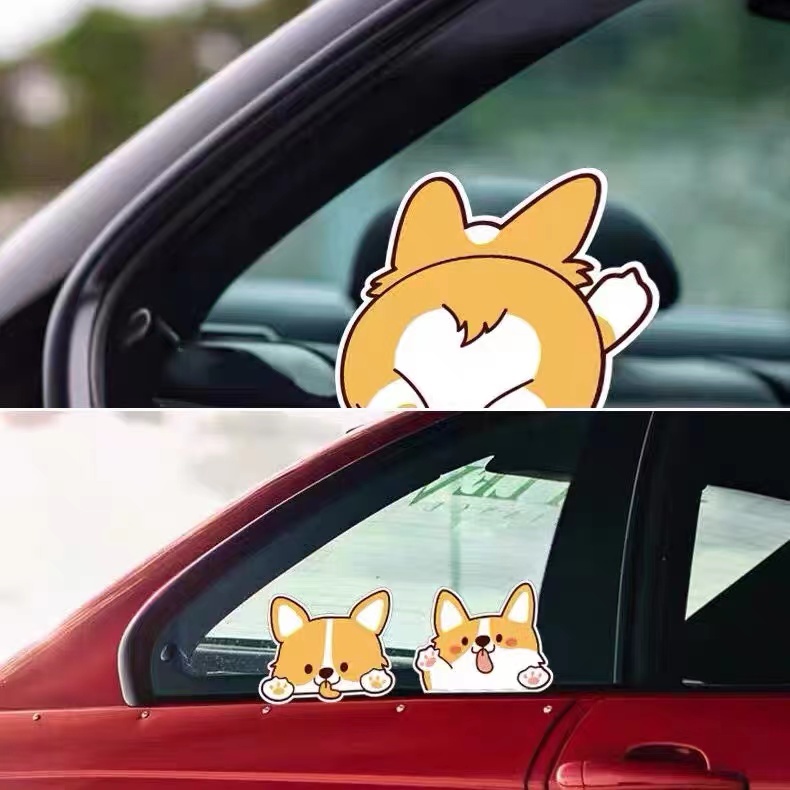 Hl Miếng Dán Trang Trí Nắp Bình Xăng Xe Hơi / Mô Tô Hình Chú Chó Corgi Dễ Thương