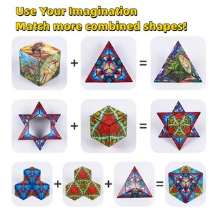 Đồ Chơi Khối Rubik Ma Thuật 3D Từ Tính Hình Học / Khủng Long / Đại Dương / Không Gian Rèn Luyện Trí Não Cho Bé