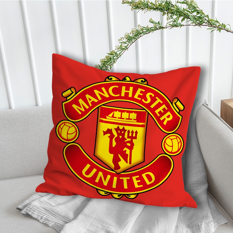 Vỏ Gối Polyester Một Mặt In Logo Câu Lạc Bộ Bóng Đá Manchester United Trang Trí Nhà Cửa (Không Kèm Lõi)