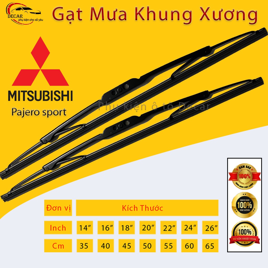 [MITSUBISHI PAJERO] Cần gạt mưa khung xương, chổi gạt mưa xe MITSUBISHI PAJERO, gạt kính xe oto, thanh gạt nước mư