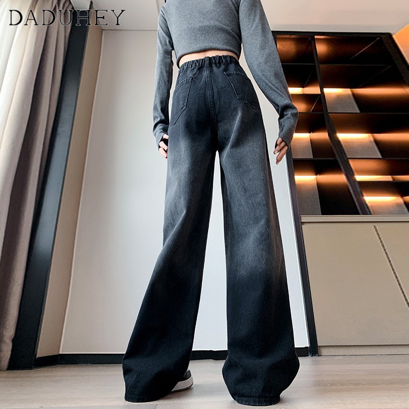 Ảnh DaDuHey 2023 New Korean Version of Ins Washed Gradient Jeans High Waist Wide Leg Pants Women's Straight Pants 2