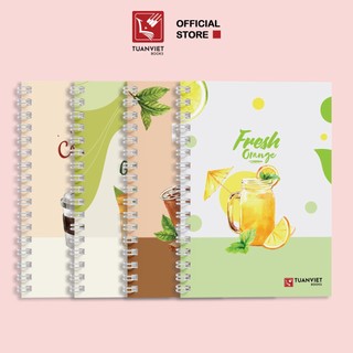 Sổ tay kẻ ngang lò xo B5 TUANVIET BOOKS 200 trang, chủ đề DRINKS, phù hợp ghi chép, nhật ký
