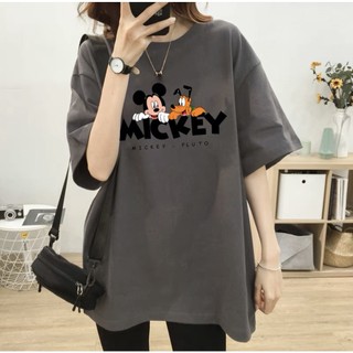 Áo thun phông nữ nam form rộng KONOVA chất liệu cotton thoáng mát in hình mikey pluto