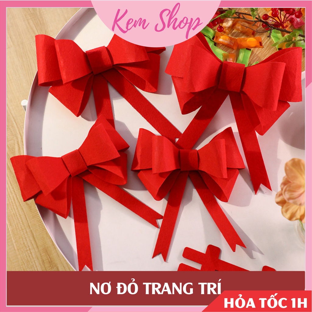Nơ trang trí DIY, nơ đỏ may mắn trang trí nhà cửa, lễ tết - Kem Shop K326