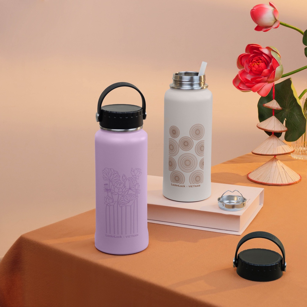 Bình giữ nhiệt LocknLock Riga Tumbler 897ml LHC4160 10 màu có khay lưới lọc trà , quai xách - K-MALL