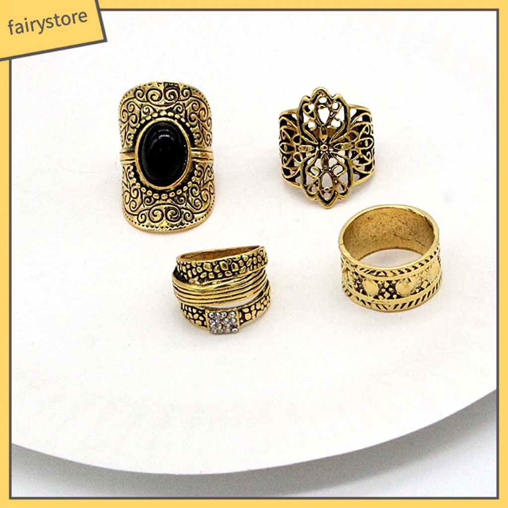 Set 1 / 4 Nhẫn Đeo Khớp Ngón Tay Phong Cách Dân Tộc
