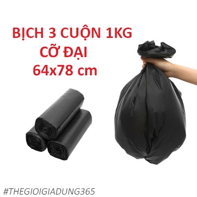 Túi Đựng Rác Size Đại 64x78cm BỊCH 3 CUỘN 1KG Tự Phân Hủy Sinh Học Màu ...
