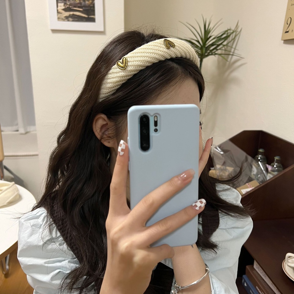 Bờm Cài Tóc, Băng Đô Cài Tóc Đính Trái Tim Bản Rộng Phong Cách Hàn Quốc Phụ Kiện Tóc Nữ và Bé Gái