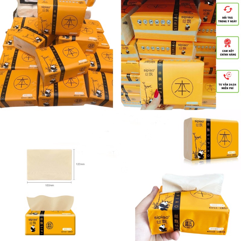 GIẤY ĂN GẤU TRÚC SIPIAO THÙNG 30 GÓI HÀNG VIỆT , Loại 270 tờ [Hàng có sẵn]