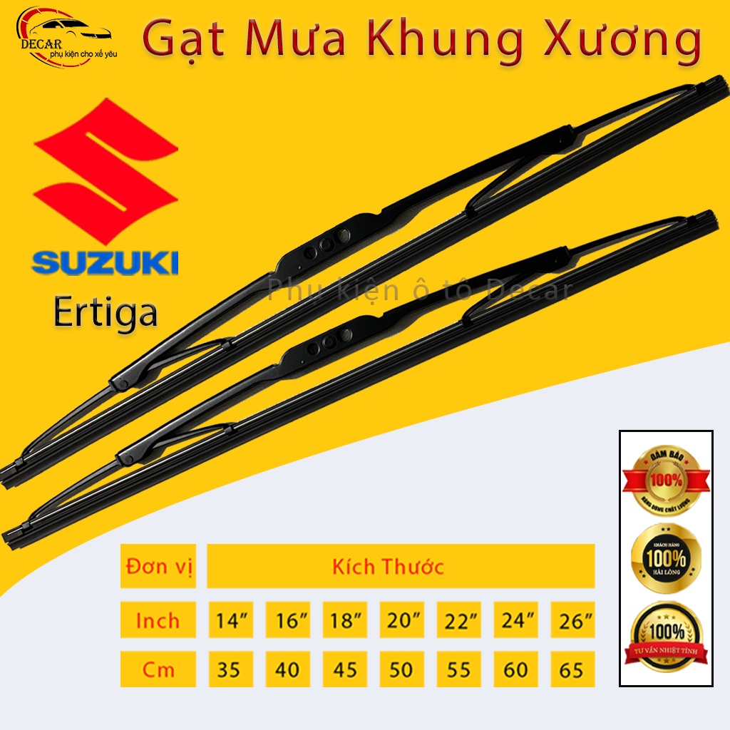[SUZUKI ERTIGA] Cần gạt mưa khung xương, chổi gạt mưa xe SUZUKI ERTIGA, gạt kính xe oto, thanh gạt nước mưa