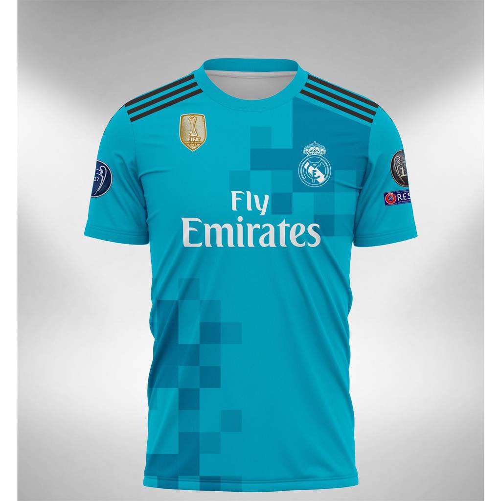 Áo bóng đá thứ ba Real Madrid 2017-2018, áo thun ngắn tay dành cho người Plus Size