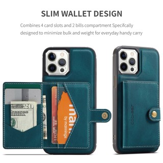 Ốp Điện Thoại Da Kèm Ngăn Đựng Thẻ Khóa Nam Châm Tháo Rời Được Cho iPhone 12 Pro Max 13 Mini 11 XR XS Max 7 8 Plus SE