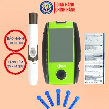 Bộ máy đo đường huyết Uright TD-4267 + Tặng kèm 25 que thử đường huyết và 10 kim chích máu