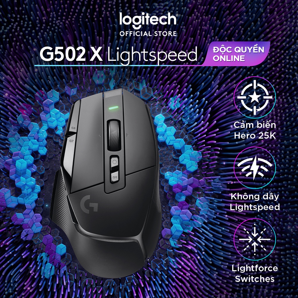 Chuột game không dây Logitech G502 X LIGHTSPEED – Switch LIGHTFORCE Hybrid, Cảm biến Hero 25K, 13 Nút lập trình
