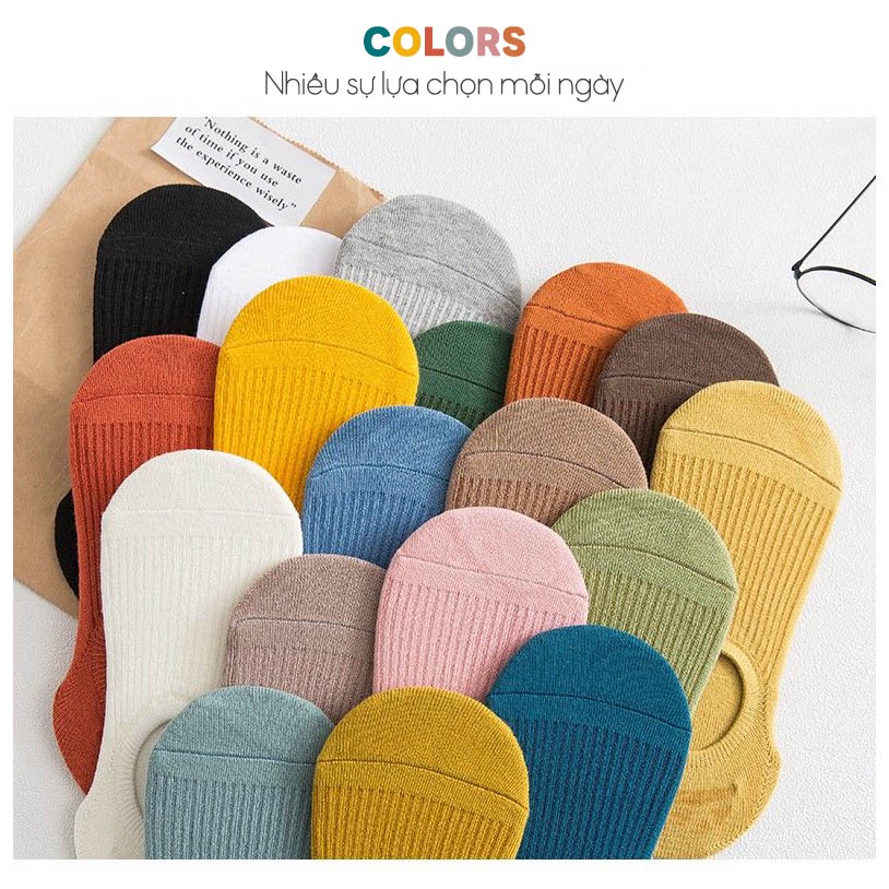 Tất vớ nữ cổ lười, chất liệu cotton phong cách basic Hàn Quốc - Ekiu Shop