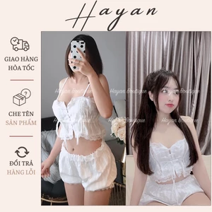 HT32 Đồ ngủ sexy 2 dây thô đũi mềm mại, bộ ngủ croptop mặc nhà tôn dáng quyến rũ HT32