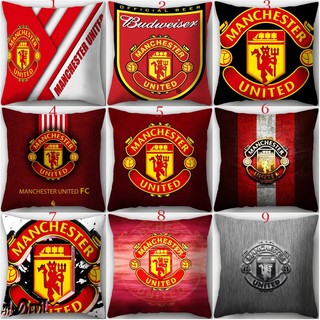 Vỏ gối Manchester United F.C. Logo, vỏ gối vuông polyester cho sofa/ô tô/phòng ngủ (không kèm ruột gối)