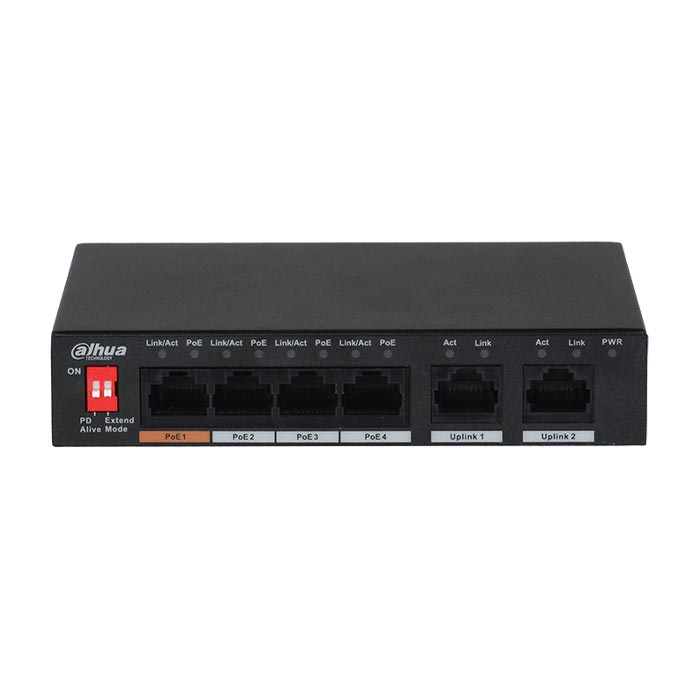 Switch PoE DAHUA DH-PFS3006-4ET-60 (6 Port 10/100Mbps, Chuẩn Nén H.265+)