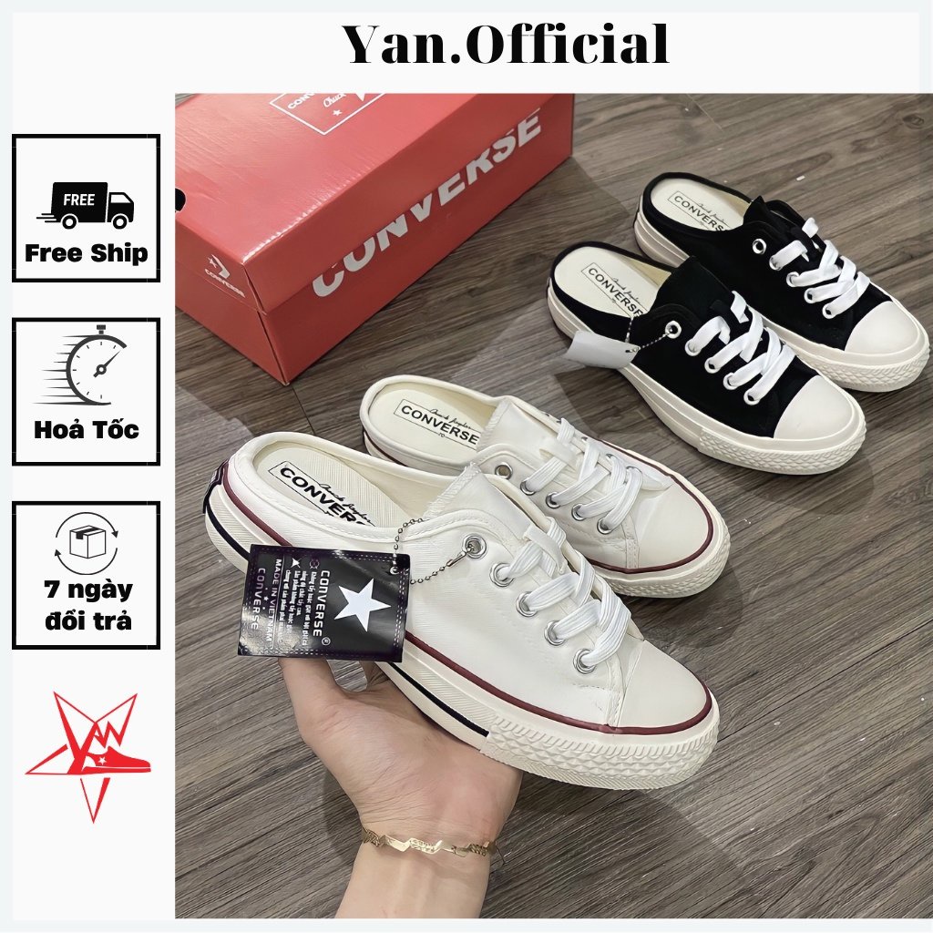 Giầy Sục Converse Full Box Nữ Đen Trắng Cao Cấp Sneaker Đạp Gót