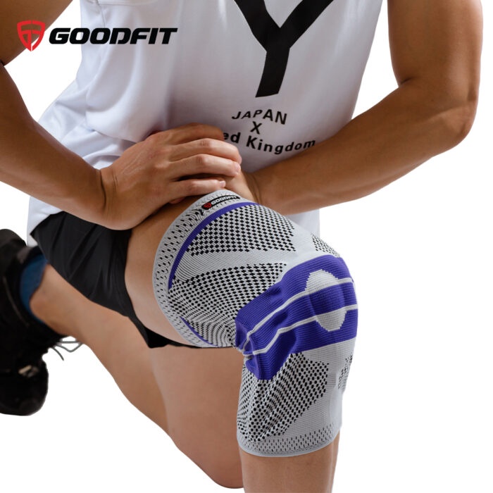 Bó gối thể thao đệm silicone GoodFit GF513K chất liệu co giãn 4 chiều, có thanh trợ lực lò xo