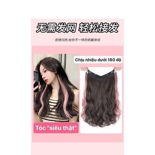 Tóc Giả Chữ U Ombre Light Hồng Xoăn Sóng Cho Nữ, Tóc Giả U Nửa Đầu Cao Cấp HaminStore