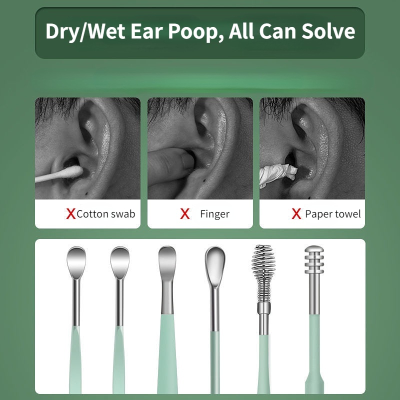Set 6 Dụng Cụ Lấy Ráy Tai Bằng Thép Không Gỉ Tiện Dụng