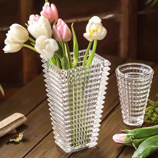 Bình hoa pha lê dáng loe cao decor và cắm hoa sang trọng sz 23.5 cm