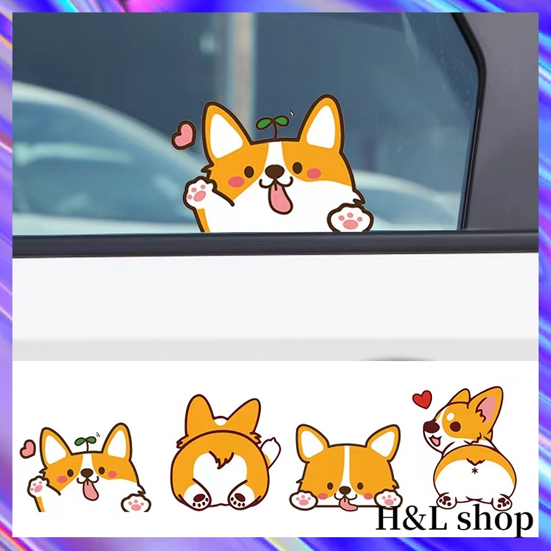 Hl Miếng Dán Trang Trí Nắp Bình Xăng Xe Hơi / Mô Tô Hình Chú Chó Corgi Dễ Thương