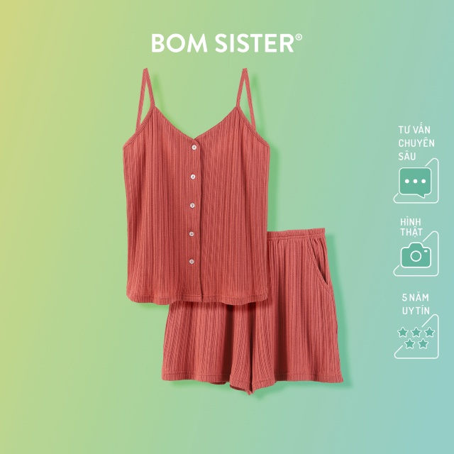 Set đồ ngủ thun áo 2 dây quần đùi màu trơn BOM SISTER MUB002