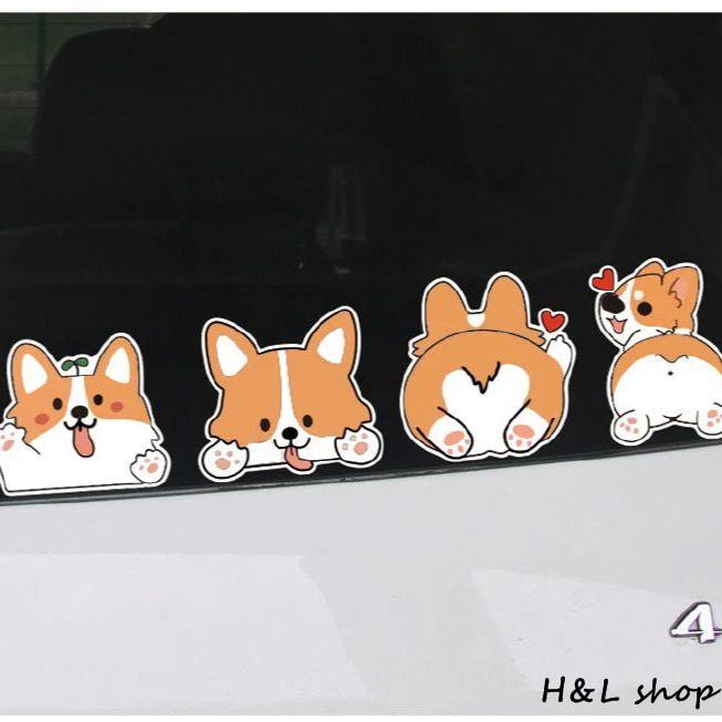 Hl Miếng Dán Trang Trí Nắp Bình Xăng Xe Hơi / Mô Tô Hình Chú Chó Corgi Dễ Thương