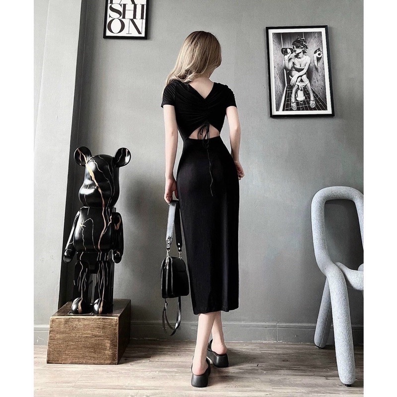 Đầm body rút dây xẻ tà dáng xoè hotgirl sexy thời trang cá tính siêu tôn dáng ( có size lớn dưới 75kg)