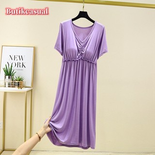 Đồ ngủ Cotton Tay Ngắn Cổ Chữ V Có Mút Đệm Ngực Thời Trang Mùa Hè Xinh Xắn Cho Nữ