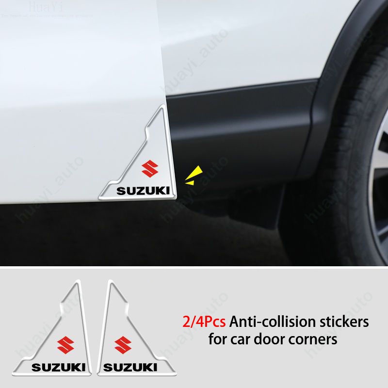 Bộ 2 / 4 Miếng Dán Góc Cửa Xe Hơi Suzuki Swift XL7 Vitara Jimny SX4 S-Cross Presso Ciaz Ertiga Celerio Màu Đen Trong Suốt Chống Trầy Xước