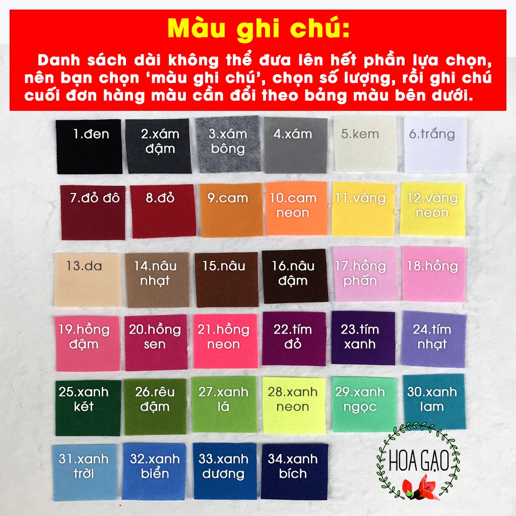 Màu ghi chú cuối đơn
