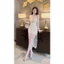 Đầm Ren Body Dự Tiệc, Dạ Hội 2 Dây Ngực Nơ Kết Đá Chân Váy Xẻ Đùi - Vải Ren + Thun Umi - 2 Màu Trắng, Đen LINOIS
