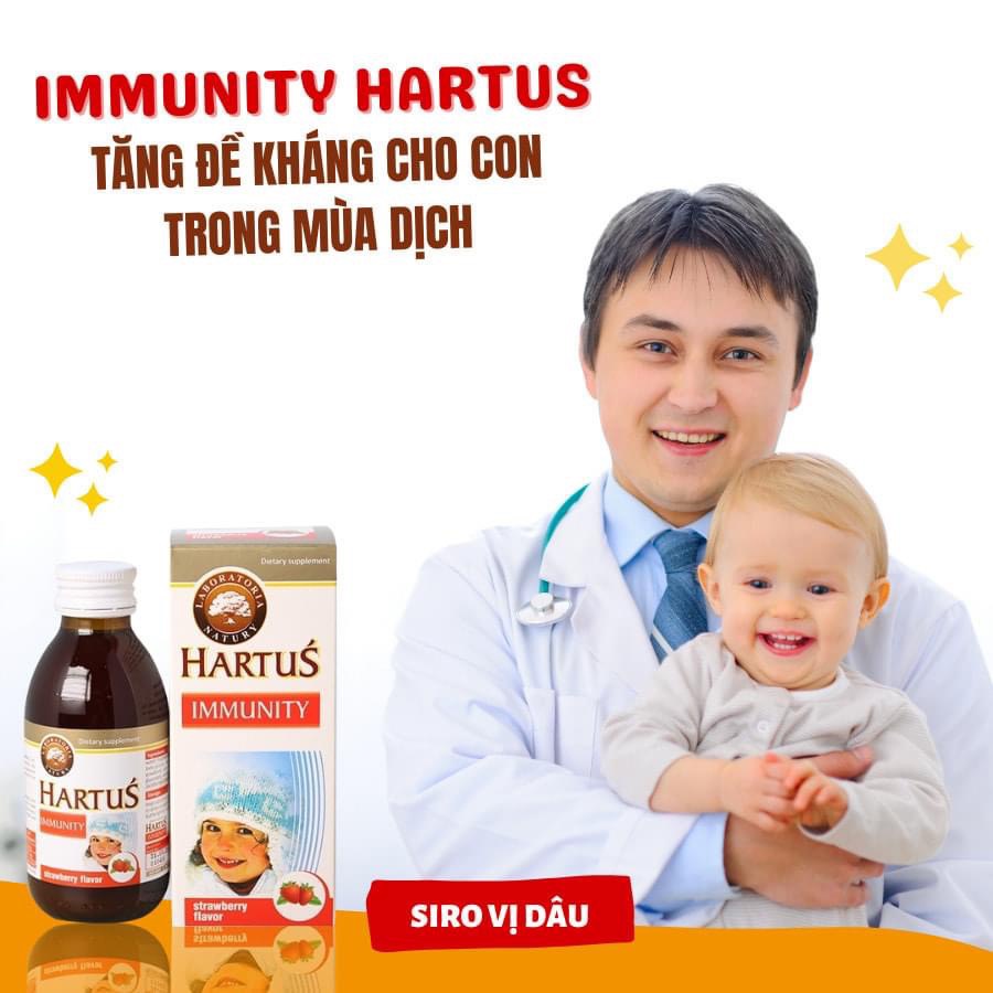 Hartus' Immunity Tăng Sức Đề Kháng,Miễn Dịch,Hết Ốm Vặt.Tăng Cường Sức Khỏe Đường Hô Hấp chai 150ml