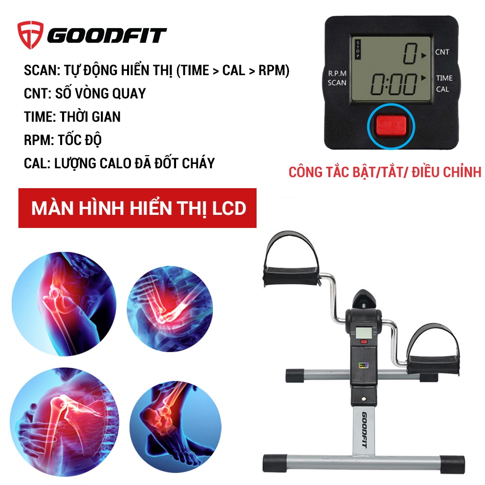 Xe đạp thể thao gấp gọn mini GoodFit tùy chỉnh độ nặng, tập luyện thể dục tại nhà GF002MB