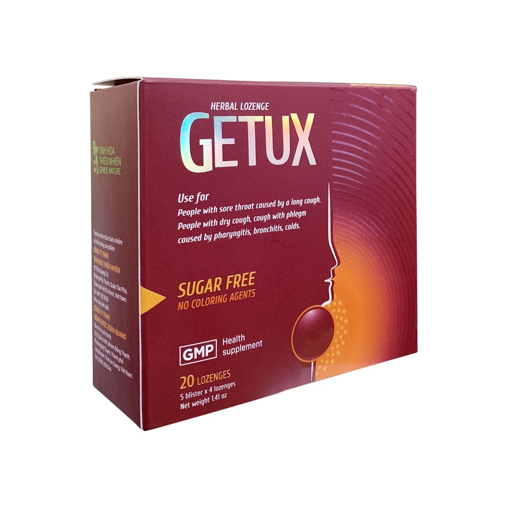 Kẹo Ngậm Thảo Mộc Getux FOBE Hỗ Trợ Giảm Ho, Đau Rát Họng (Không Đường) N2 - Hộp 20 viên