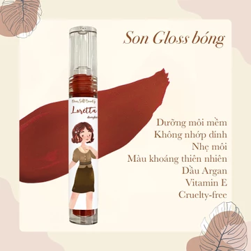 [THUẦN CHAY] Son tint nhũ bóng cấp ẩm Deargloss - Đỏ gạch có nhũ (Loretta) - Dear Self Beauty