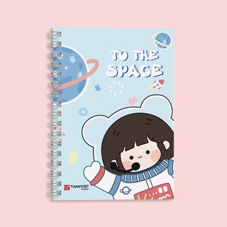 Sổ tay kẻ ngang lò xo B5 TUANVIET BOOKS 200 trang, chủ đề To The Space, phù hợp ghi chép, nhật ký