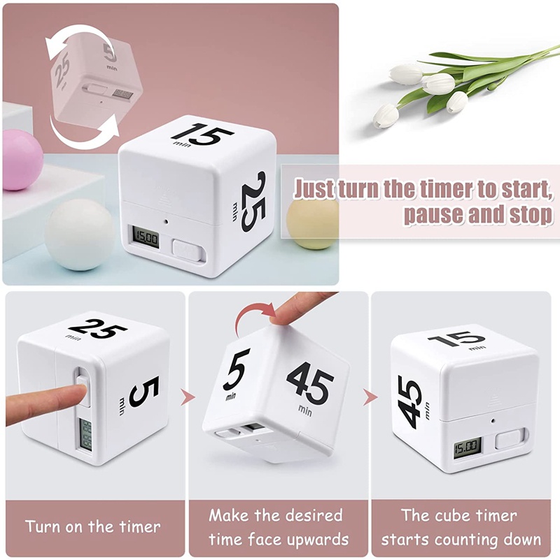 Cube Hẹn Giờ Nhà Bếp Hẹn Giờ Quản Lý Thời Gian Hẹn Giờ Cảm Biến Trọng Lực Lật Để Quản Lý Thời Gian Và Đếm Ngược 25-5-45-15 Phút