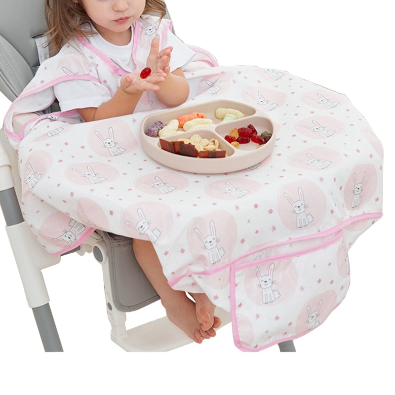 Tạp dề trẻ em mặt trăng Yếm cho bé Yếm ăn chống lộn xộn Smock Khăn trải bàn ghế cao 2 trong 1