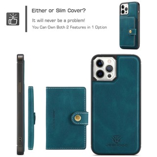 Ốp Điện Thoại Da Kèm Ngăn Đựng Thẻ Khóa Nam Châm Tháo Rời Được Cho iPhone 12 Pro Max 13 Mini 11 XR XS Max 7 8 Plus SE