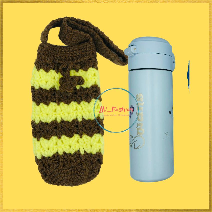 Túi Đựng Bình Nước Móc Len Thủ Công - Túi Đựng Bình Giữ Nhiệt - LN_Handmade