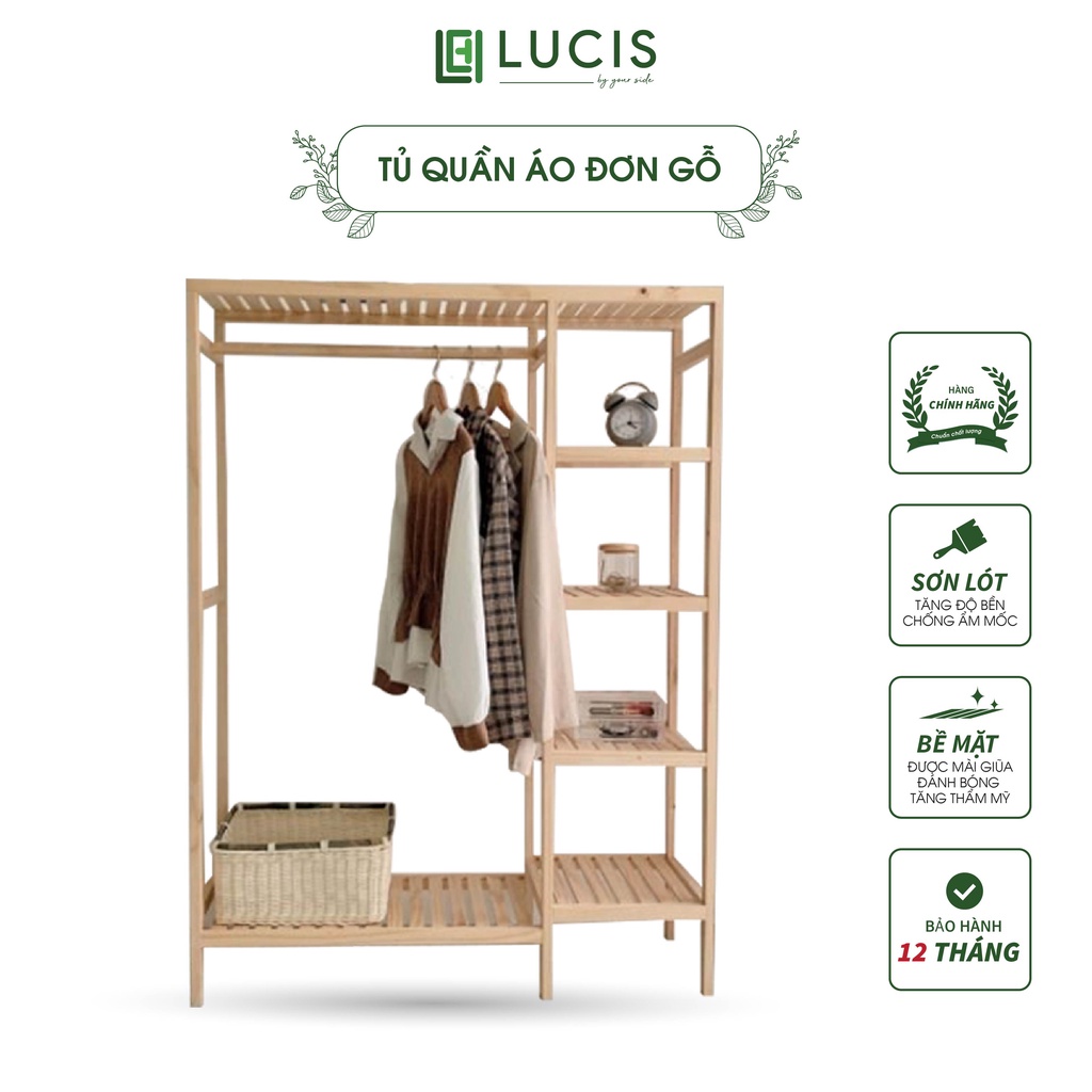 [Mã BMLTB200 giảm đến 100K đơn 499K] Tủ treo quần áo gỗ thông LUCIS 2 khoang đa năng nội thất lắp ráp cao cấp